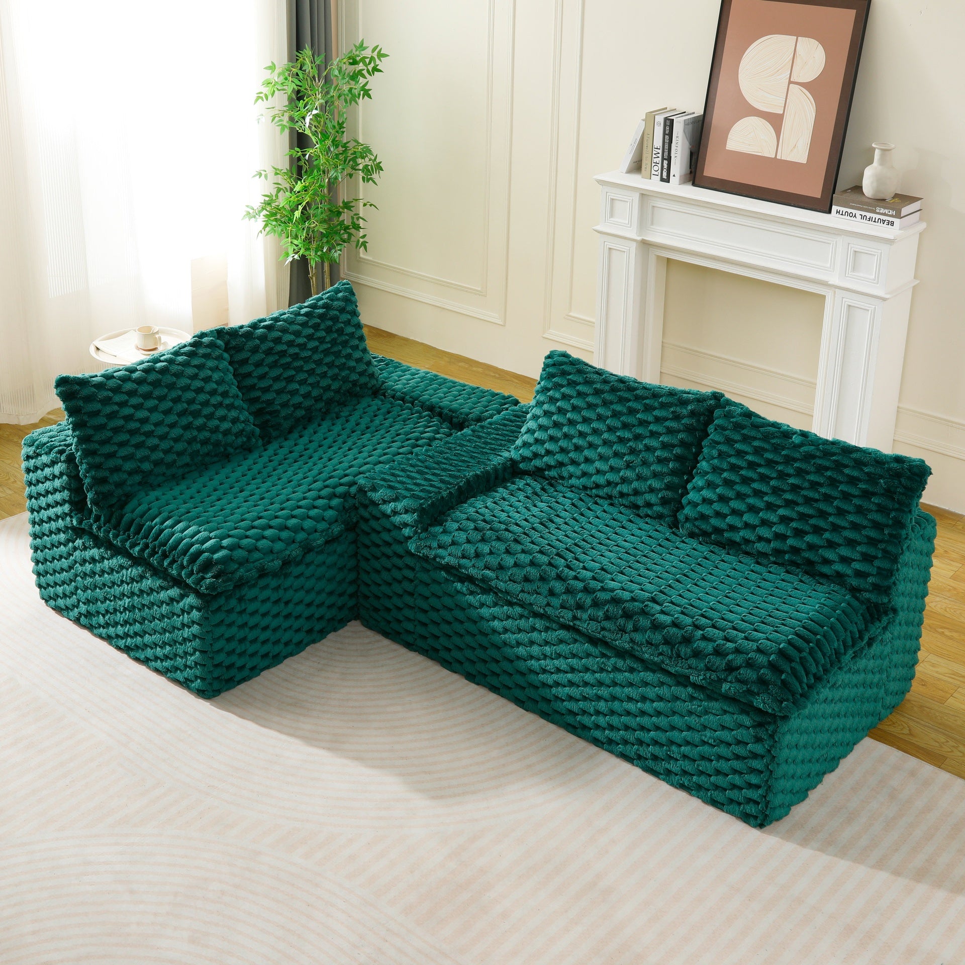 Luxury Green Turtle Velvet Multifunctional Sofa - Arrangeable in Single Row, Side-by-Side or Facing Each Other, Stylish Living Room Furniture for Cozy Home Decor