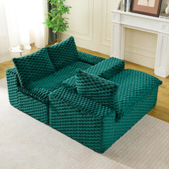 Luxury Green Turtle Velvet Multifunctional Sofa - Arrangeable in Single Row, Side-by-Side or Facing Each Other, Stylish Living Room Furniture for Cozy Home Decor