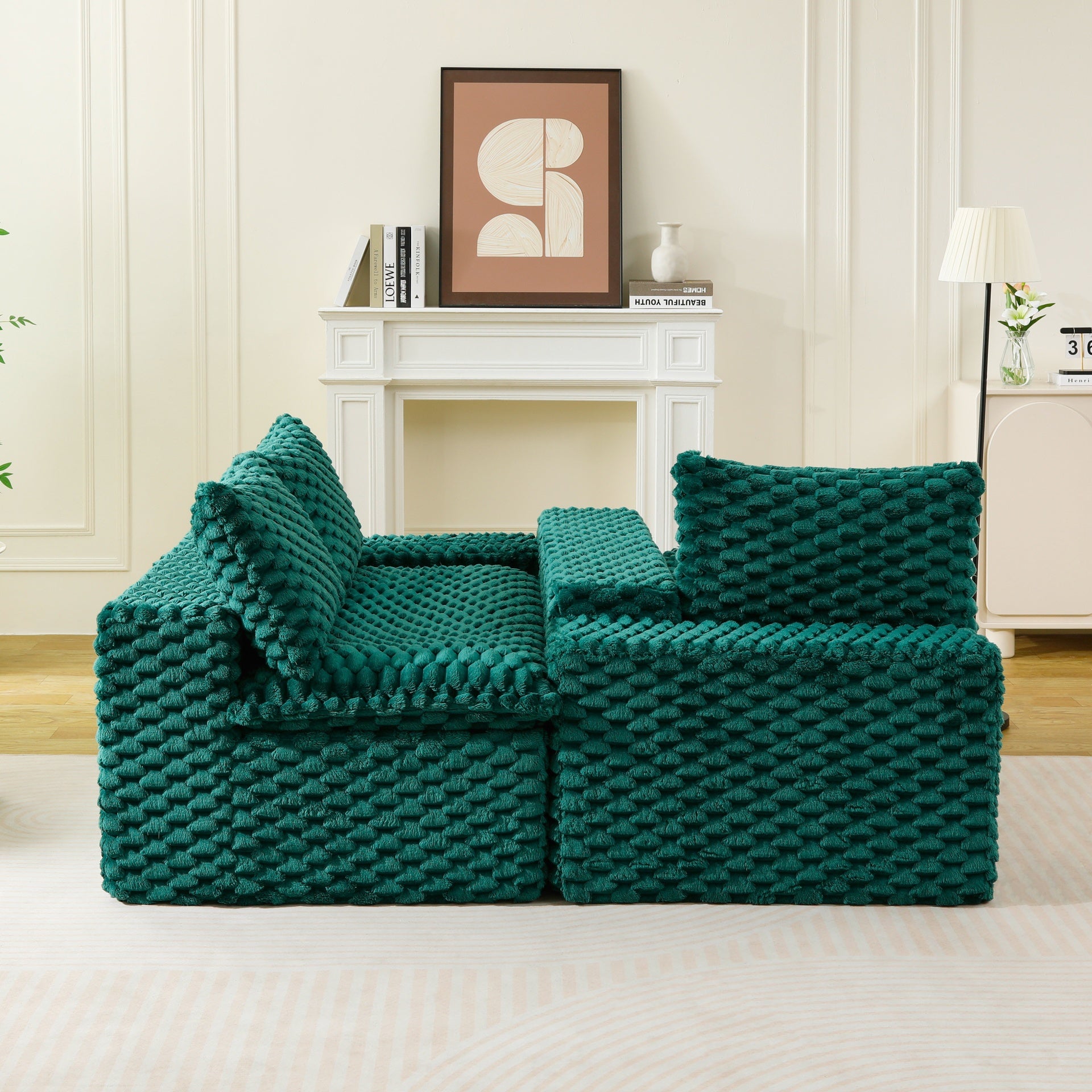 Luxury Green Turtle Velvet Multifunctional Sofa - Arrangeable in Single Row, Side-by-Side or Facing Each Other, Stylish Living Room Furniture for Cozy Home Decor