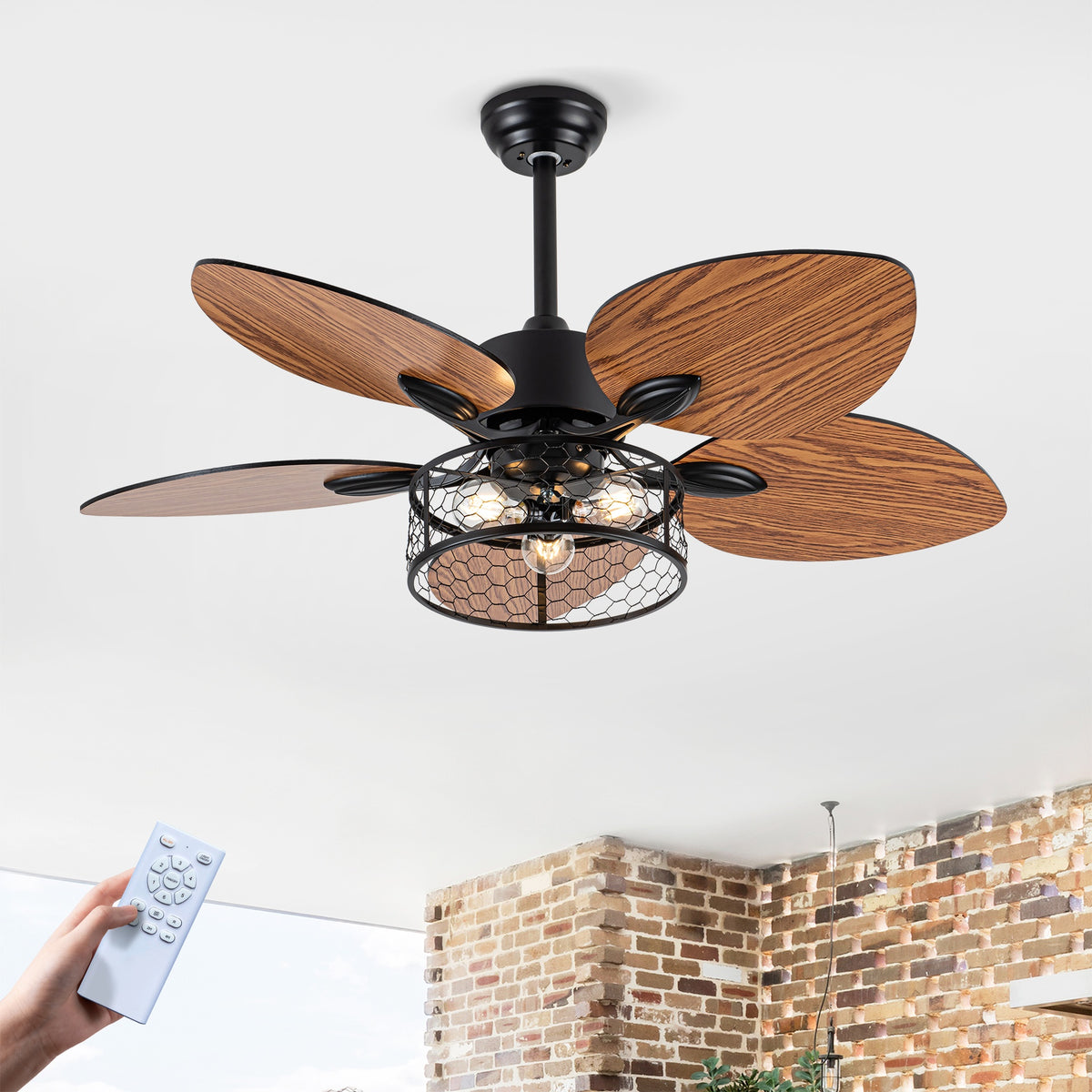 42" Ceiling Fan, Indoor  Ceiling Fan With Light with Remote Control, Noiseless Reversible Motor, 6 Speed ,3 for Patio Living Room, Bedroom, Office,Indoor