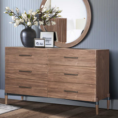 Tranquility Six Drawer Dresser, No Assembly Required, Walnut Finish