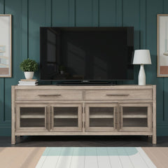65 inch TV Stand Console, No Assembly Required, White Oak Finish