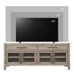 65 inch TV Stand Console, No Assembly Required, White Oak Finish