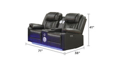 Challenger Modern Contemporary LED Power Recliner 3PC(Sofa + Loveseat + Chair) including cup holders Loveseat with console & Bluetooth speakers made with wood and metal frame in Gray (NJ INVENTORY)