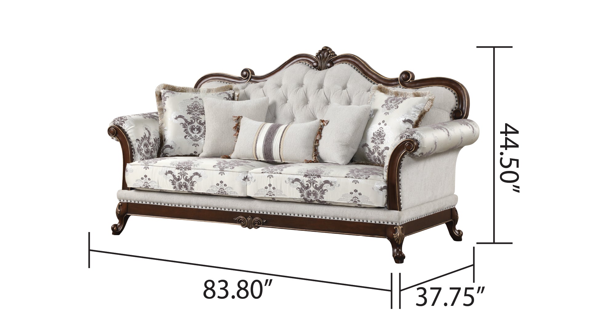 Gloria Traditional Style 3PC button tufted Living Room Set Ivory