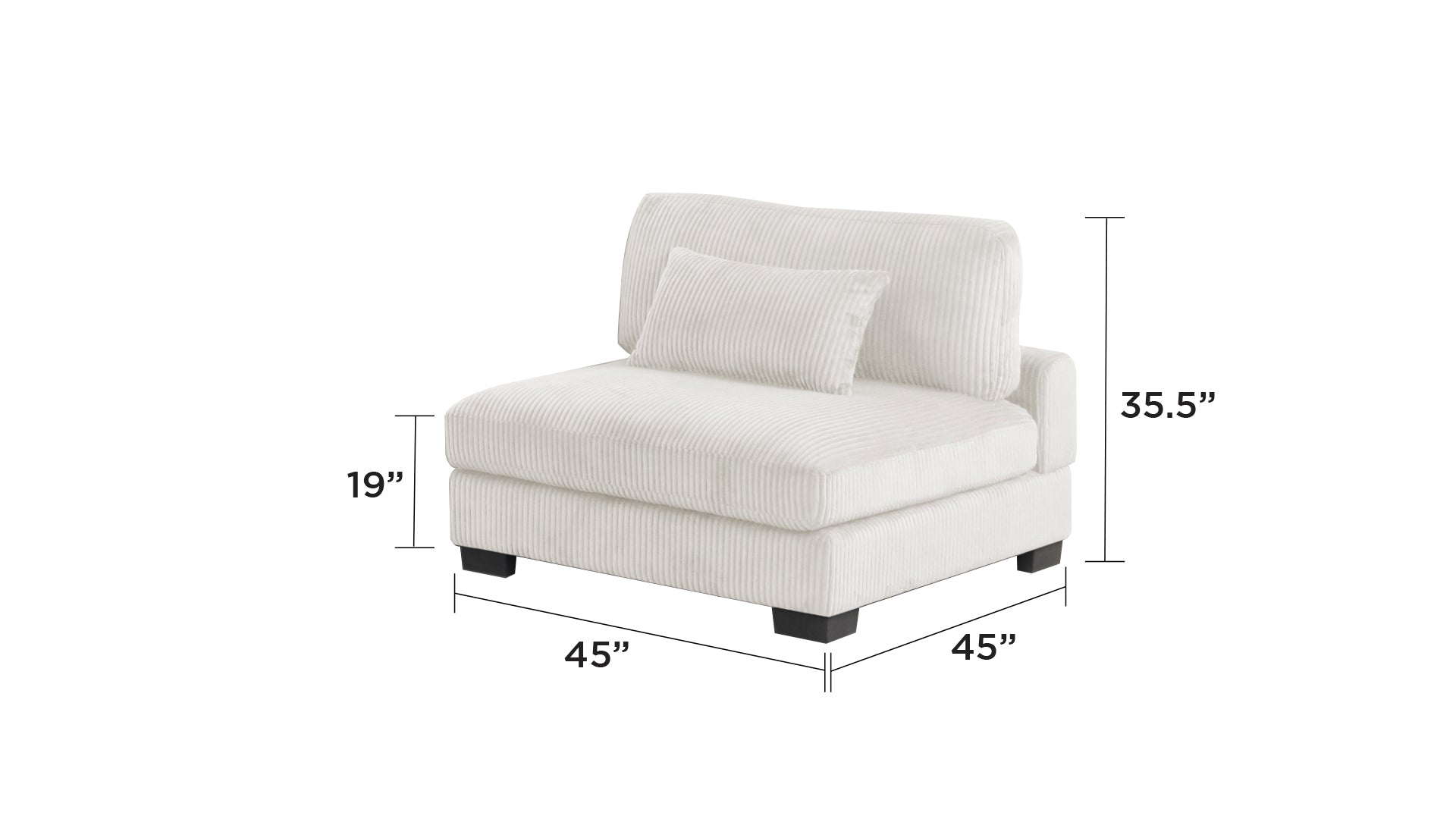 Bentley modern style Corduroy fabric upholstered ARMLESS CHAIR made with wood frame in Cream (NJ Warehouse inventory)