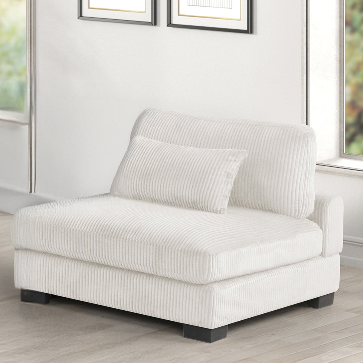 Bentley modern style Corduroy fabric upholstered ARMLESS CHAIR made with wood frame in Cream (NJ Warehouse inventory)