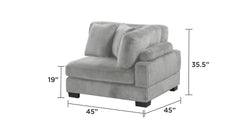 Bentley modern style Corduroy fabric upholstered CORNER Wedge made with wood frame in Gray (NJ Warehouse inventory)