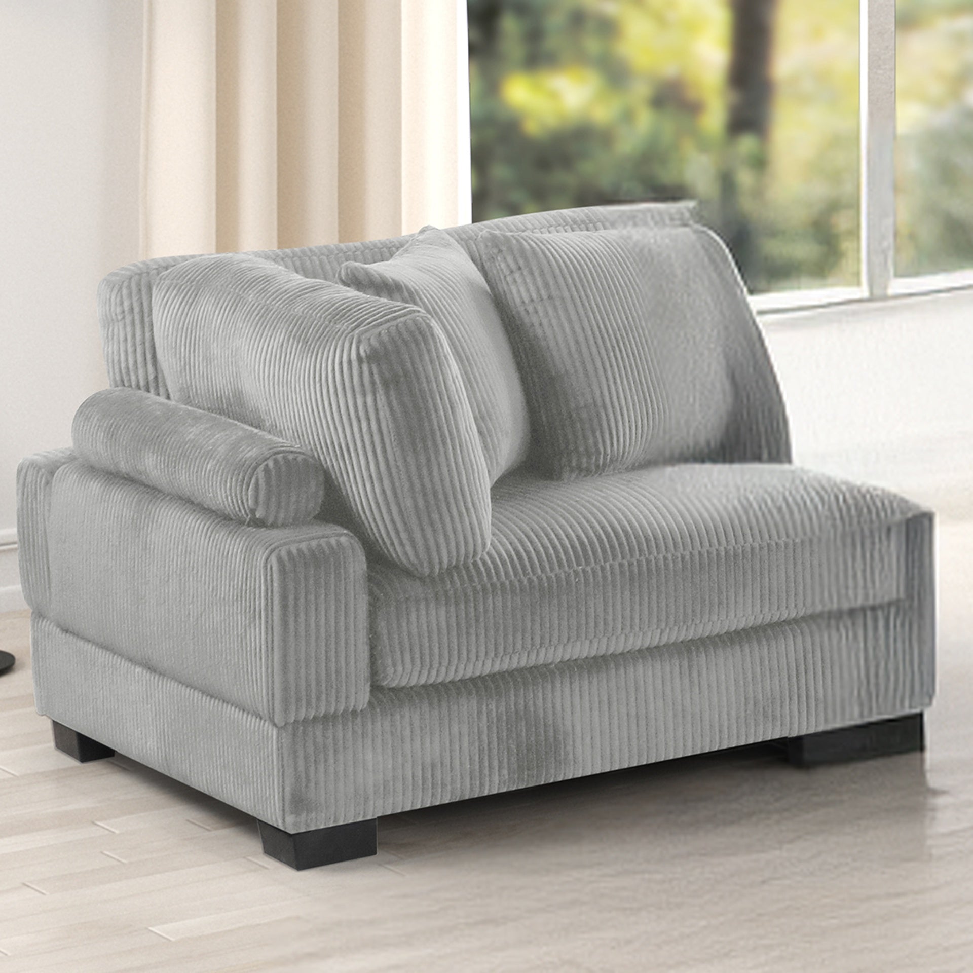Bentley modern style Corduroy fabric upholstered CORNER Wedge made with wood frame in Gray (NJ Warehouse inventory)