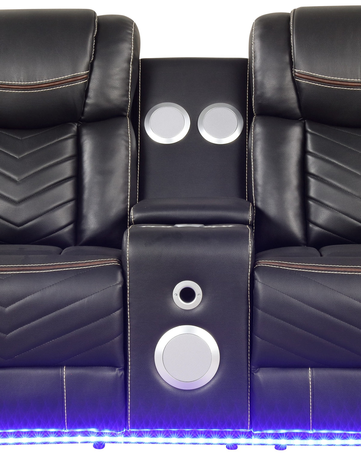 Challenger Modern Contemporary LED Power Recliner Loveseat with console, storage,  stainless cup holder, bluetooth speaker in Gray      same asG150109154  (B is NJ inventory, G is CA inventory,)