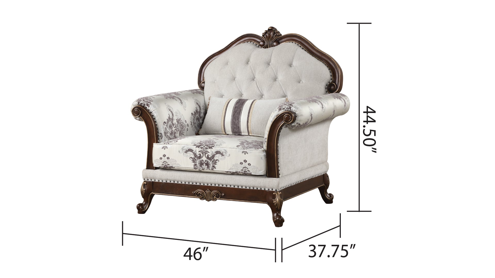 Gloria Traditional Style button tufted Chair Ivory