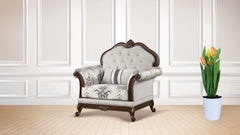 Gloria Traditional Style button tufted Chair Ivory