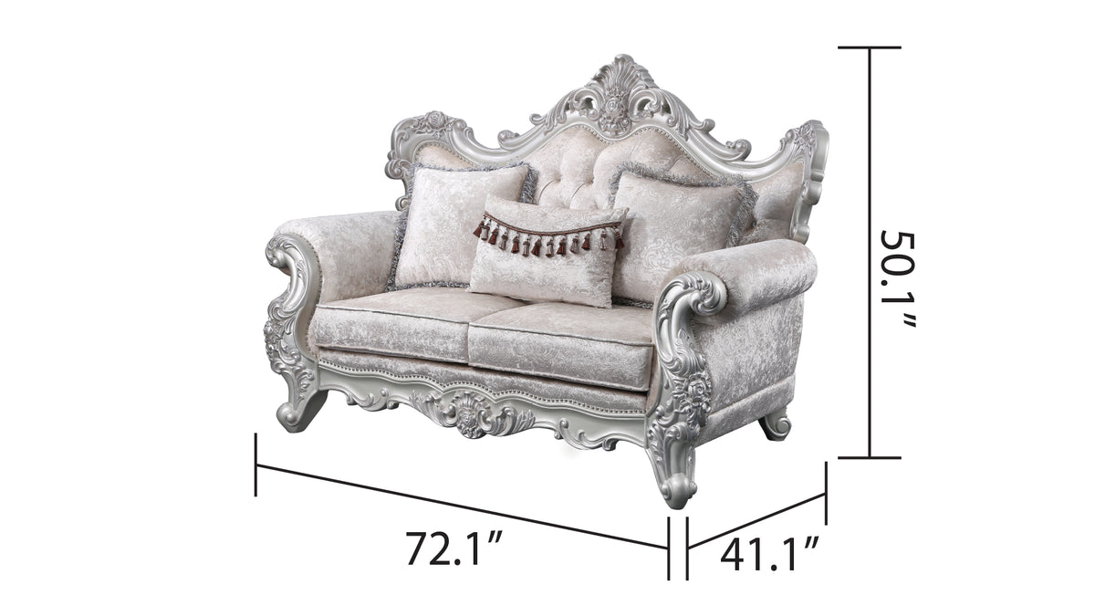 Melrose Traditional Loveseat champagne with silver brush