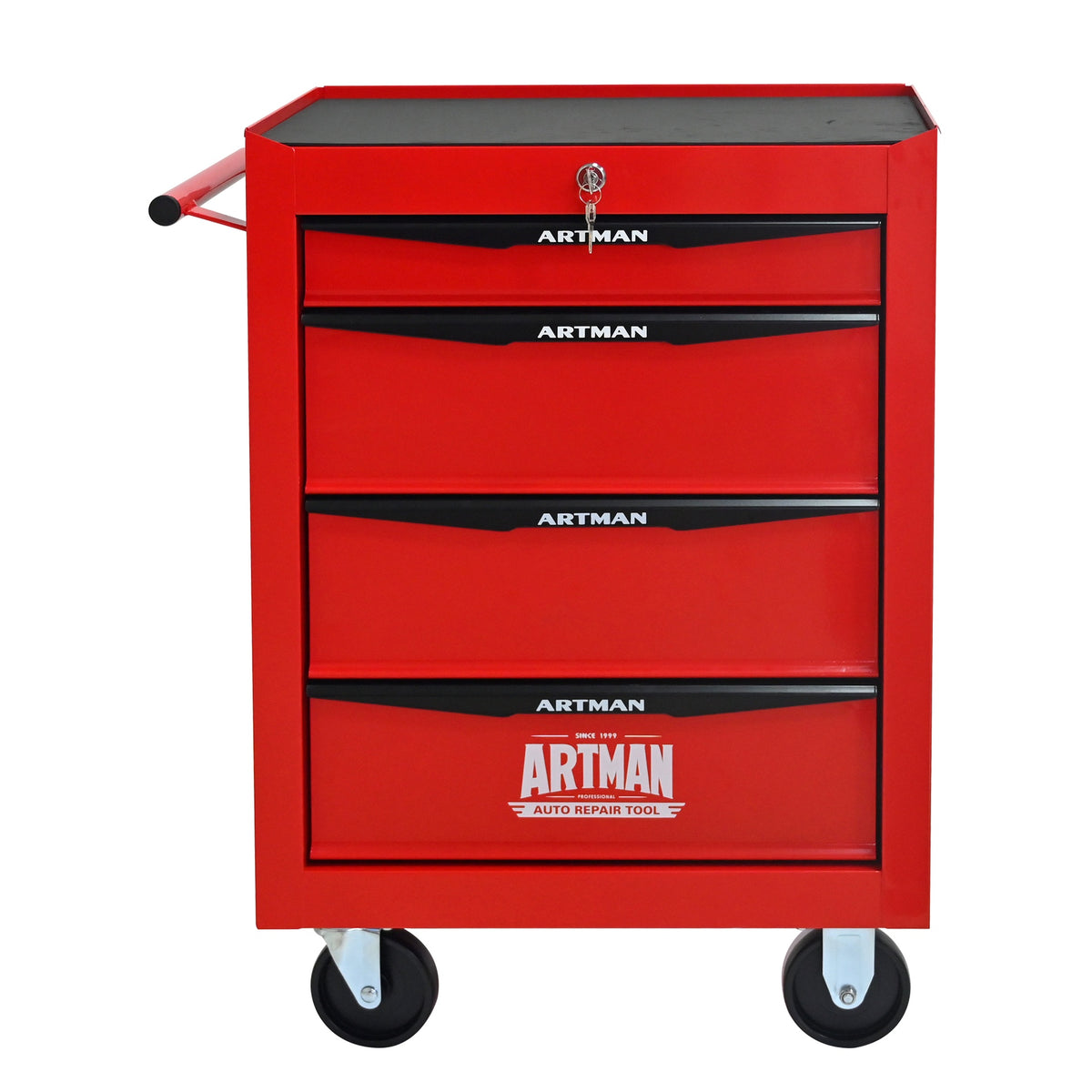 Rolling Metal Tool Chest with 4 Drawers, 20" 4-Drawer Tool Chest Cabinet with Ball Bearing Drawer Slides, Steel Tool Storage Box Organizer -Red&Black