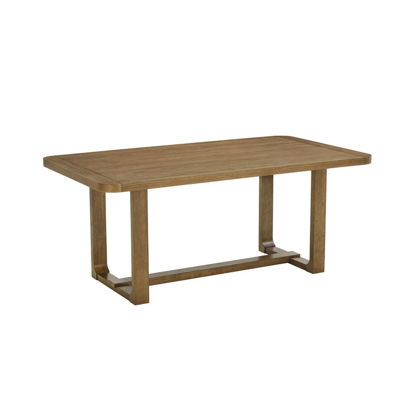Dafne 7Pc 72" Rectangular Walnut Oak Finish Sled Dining Set