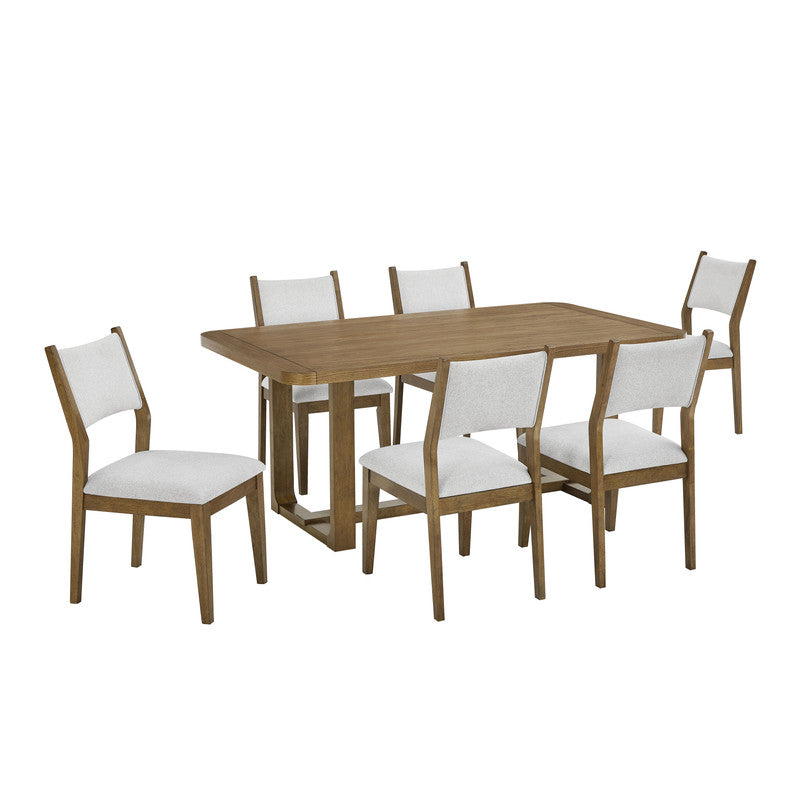 Dafne 7Pc 72" Rectangular Walnut Oak Finish Sled Dining Set