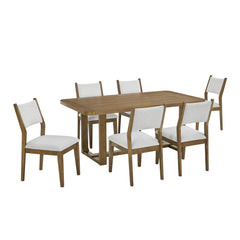 Dafne 7Pc 72" Rectangular Walnut Oak Finish Sled Dining Set