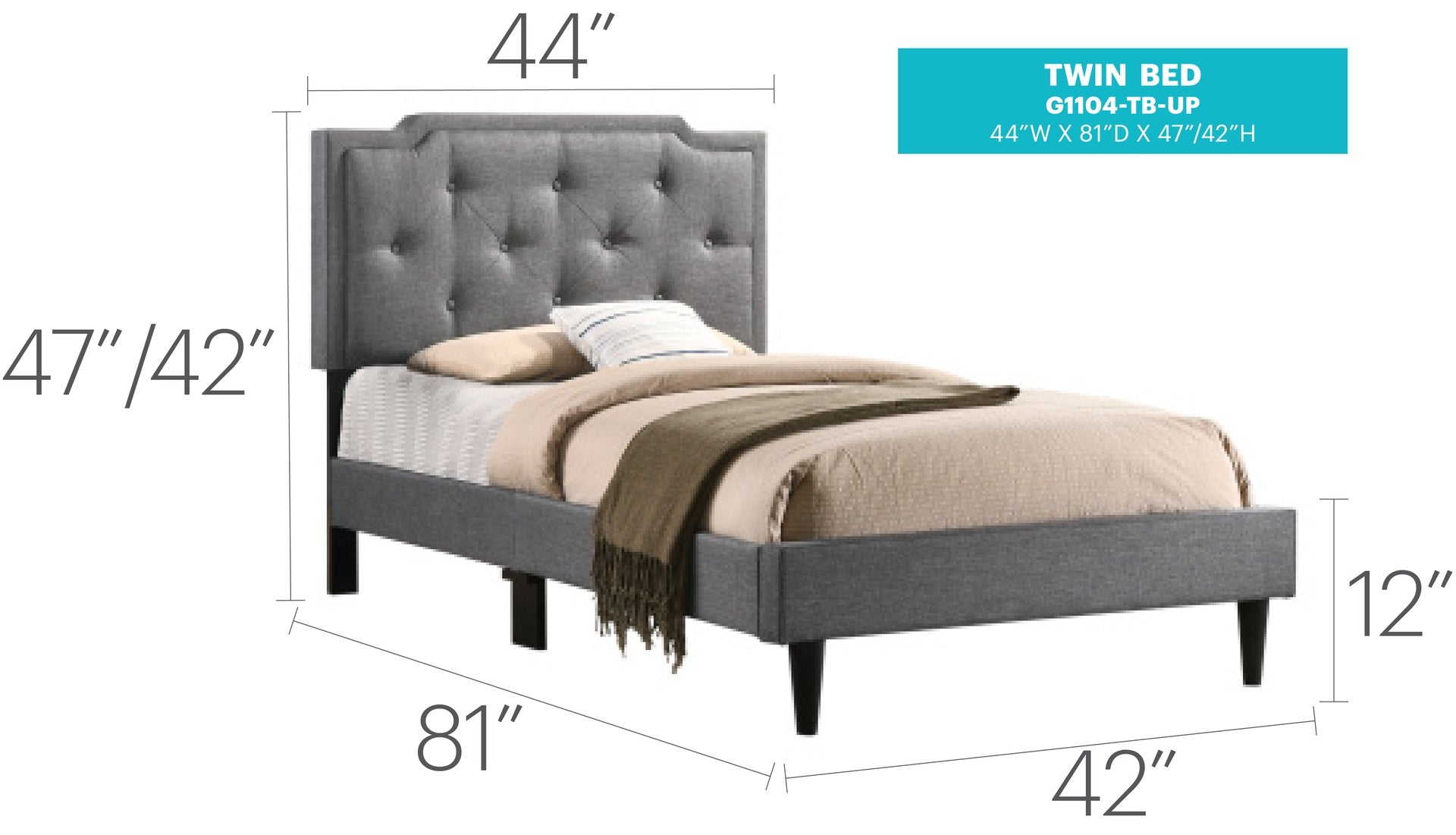 Cozy Casual Twin Bed In Sleek Gray