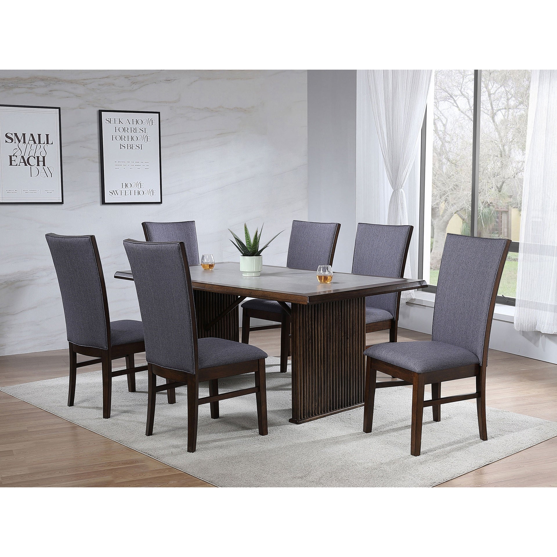 Wawona Brown 7-piece Rectangular Dining Table Set