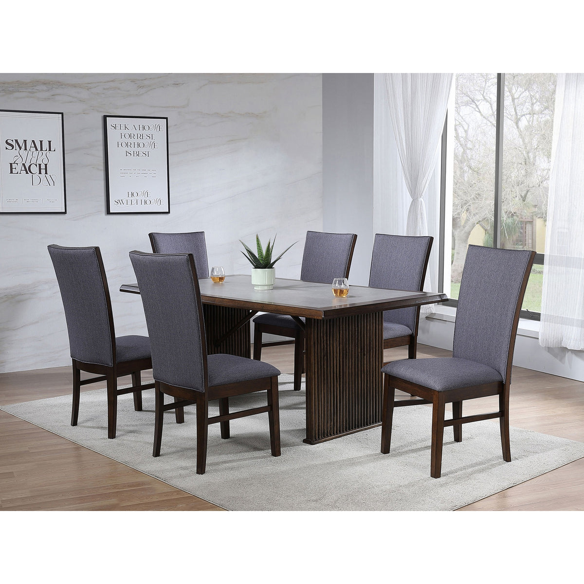 Wawona Brown 7-piece Rectangular Dining Table Set