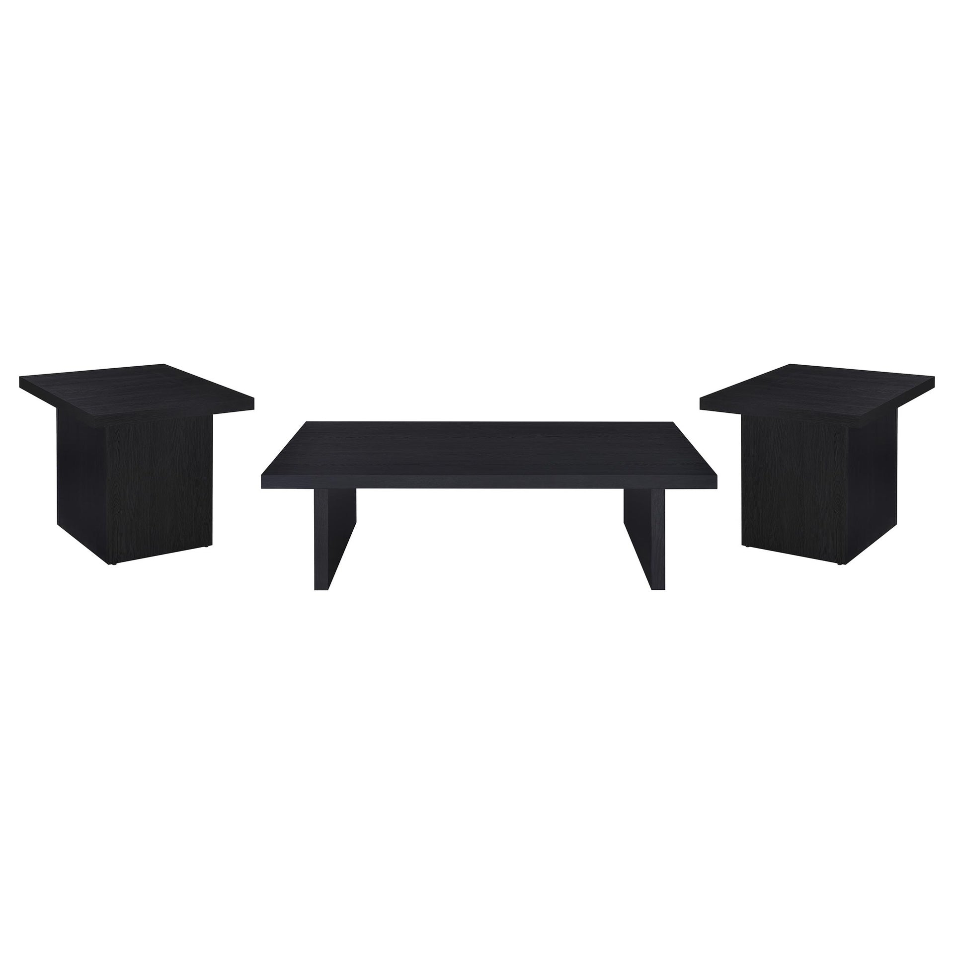 Caroline Black 3-piece Rectangular Coffee and End Table Set