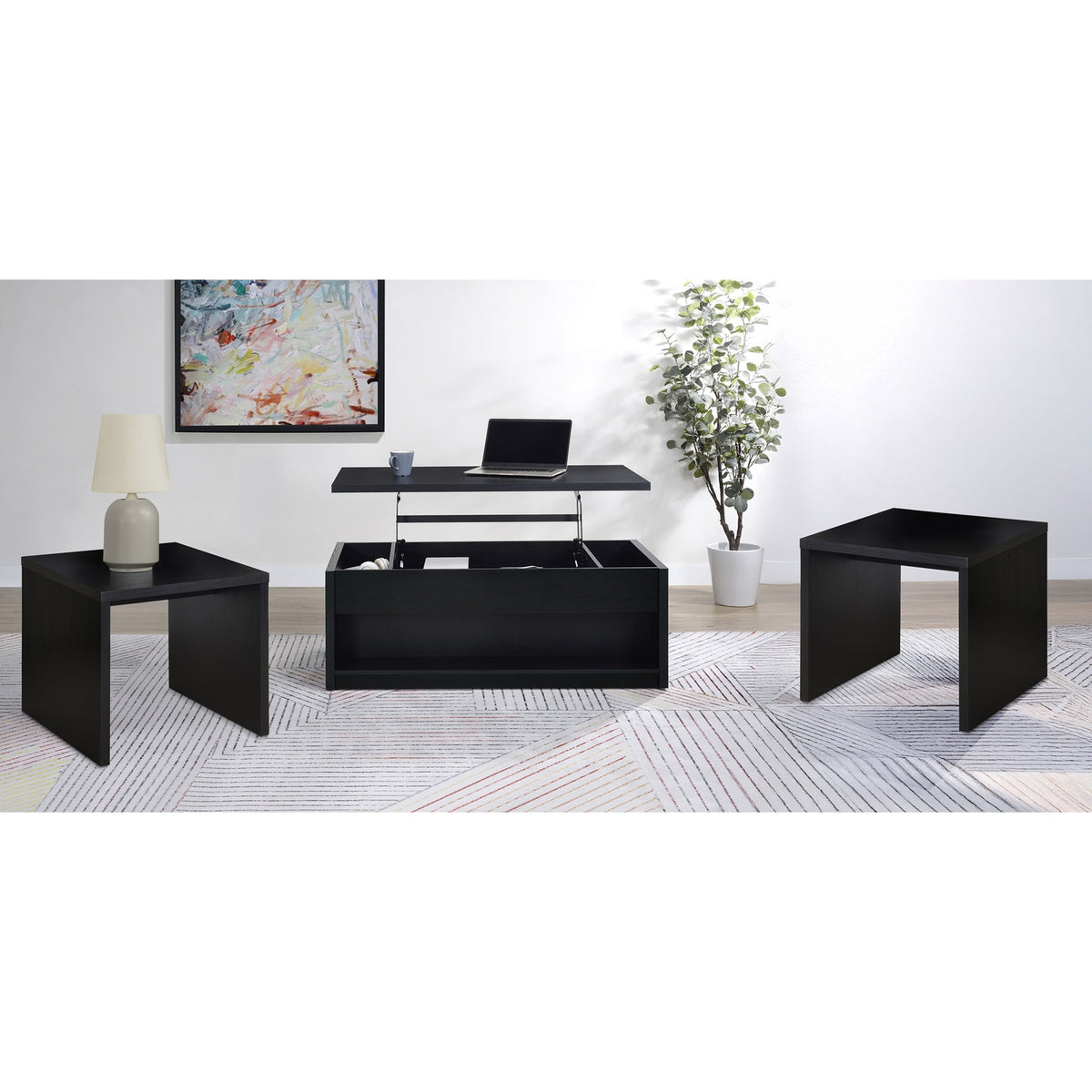 Canyon Black 3-piece Lift Top Coffee Table Set