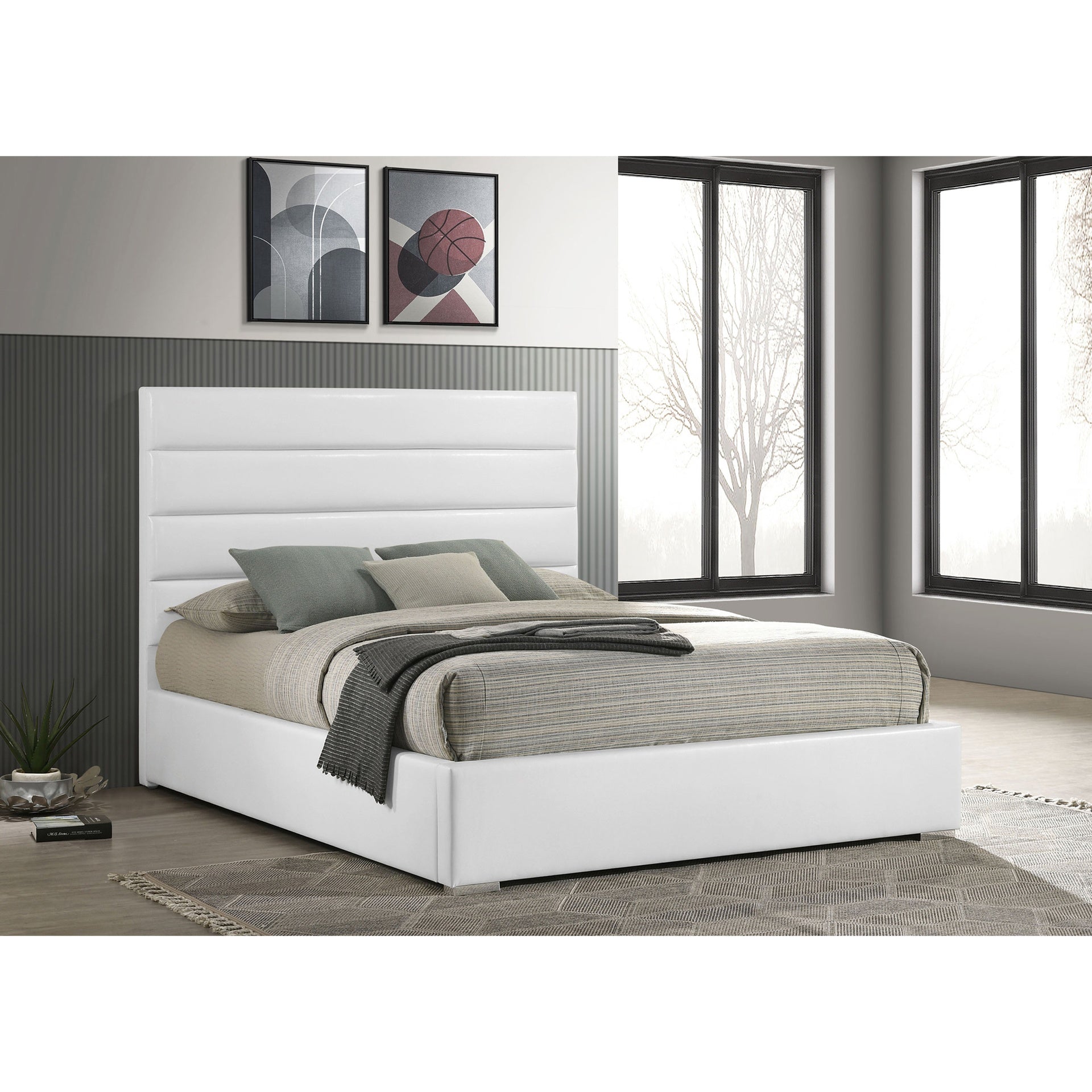 Dulcey White Upholstered Eastern King Platform Bed