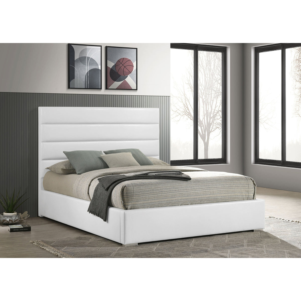 Dulcey White Upholstered Eastern King Platform Bed