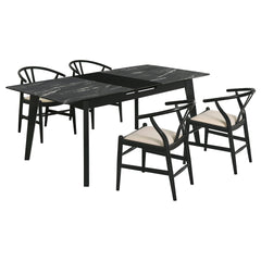 Spivey Black 5-piece Extension Leaf Dining Table Set