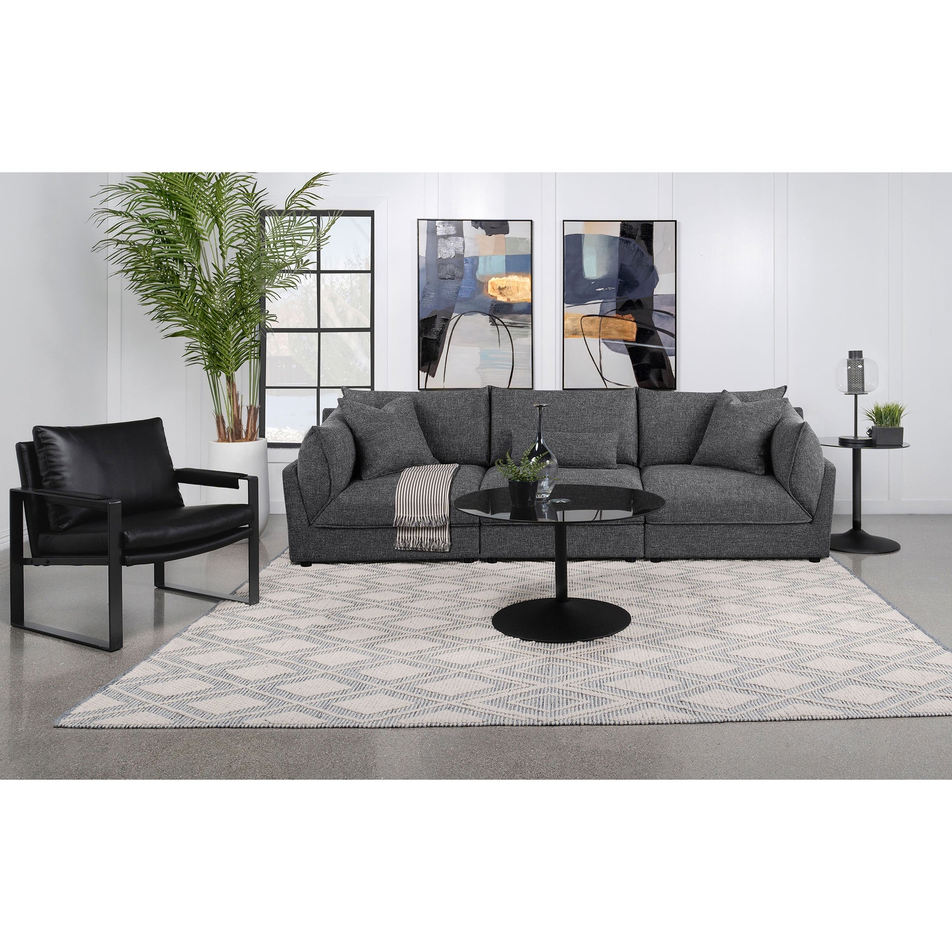 Tomasina Barely Black 3-Piece Sofa