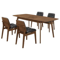 Draper Natural Walnut and Black 5-piece Rectangular Dining Set
