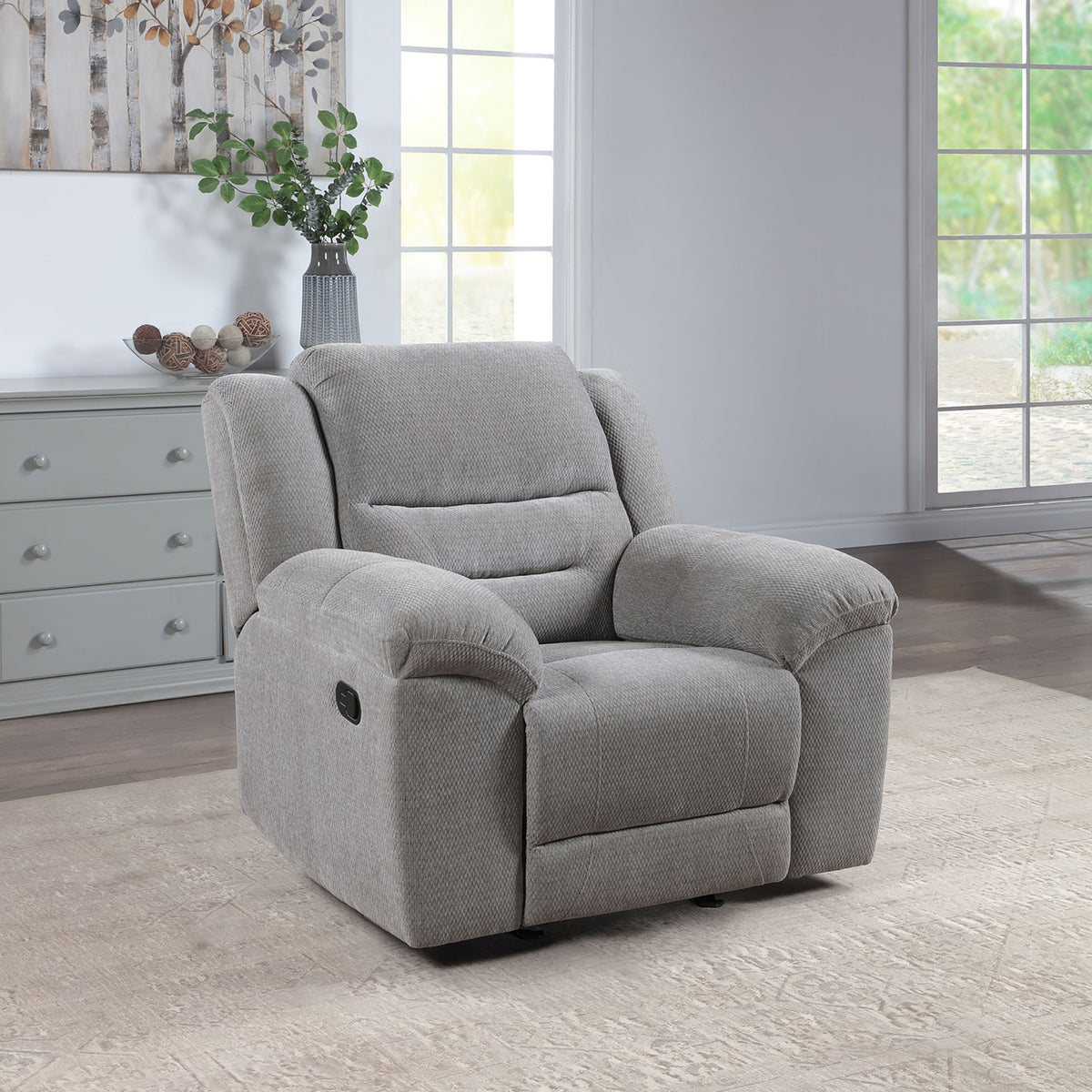 Sebring Grey Upholstered Glider Recliner Chair