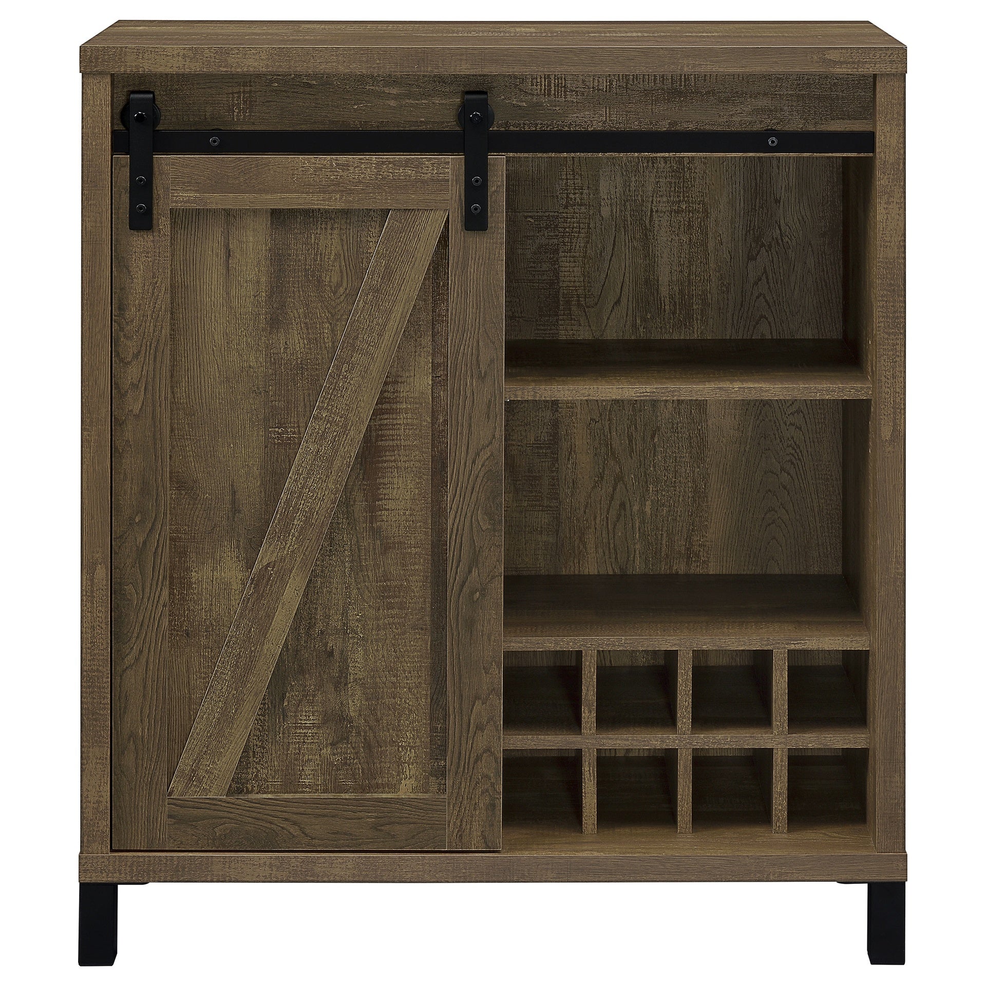 Arcata Rustic Oak Sliding Door Bar Cabinet
