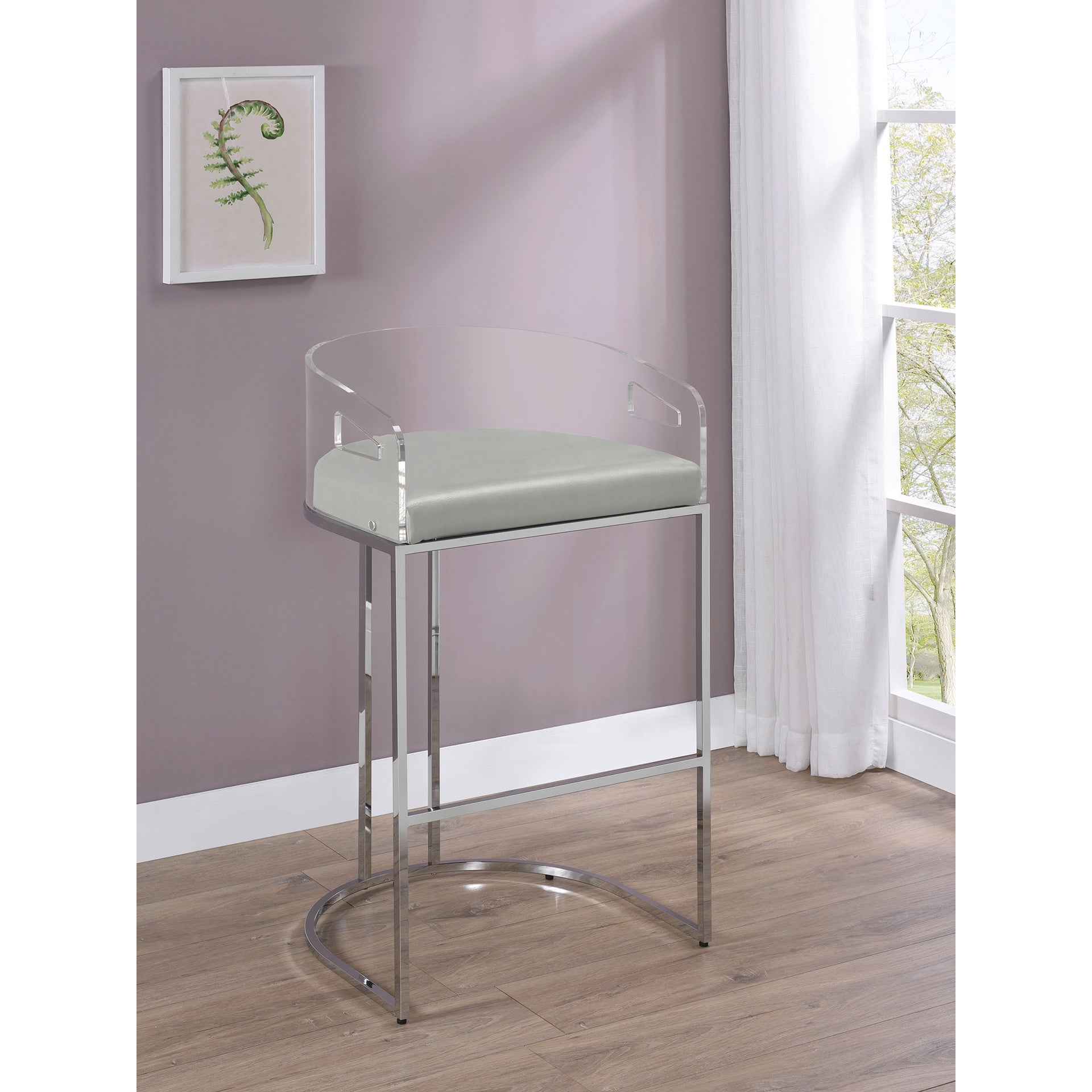 Mello Chrome Upholstered Bar Chair (Set of 2)
