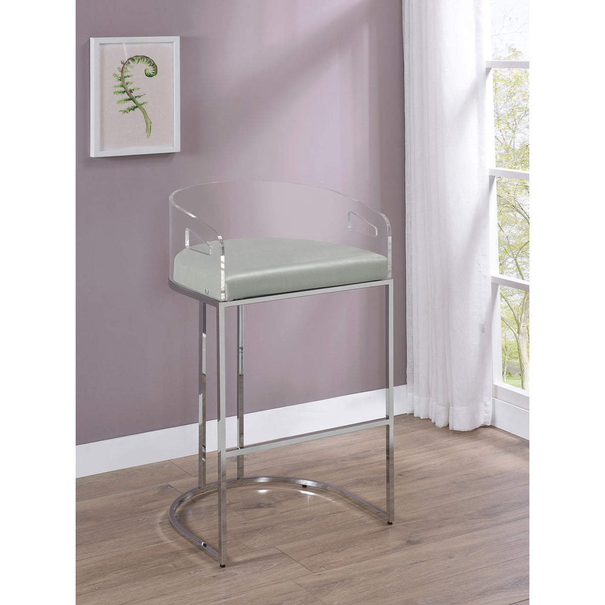 Mello Chrome Upholstered Bar Chair (Set of 2)