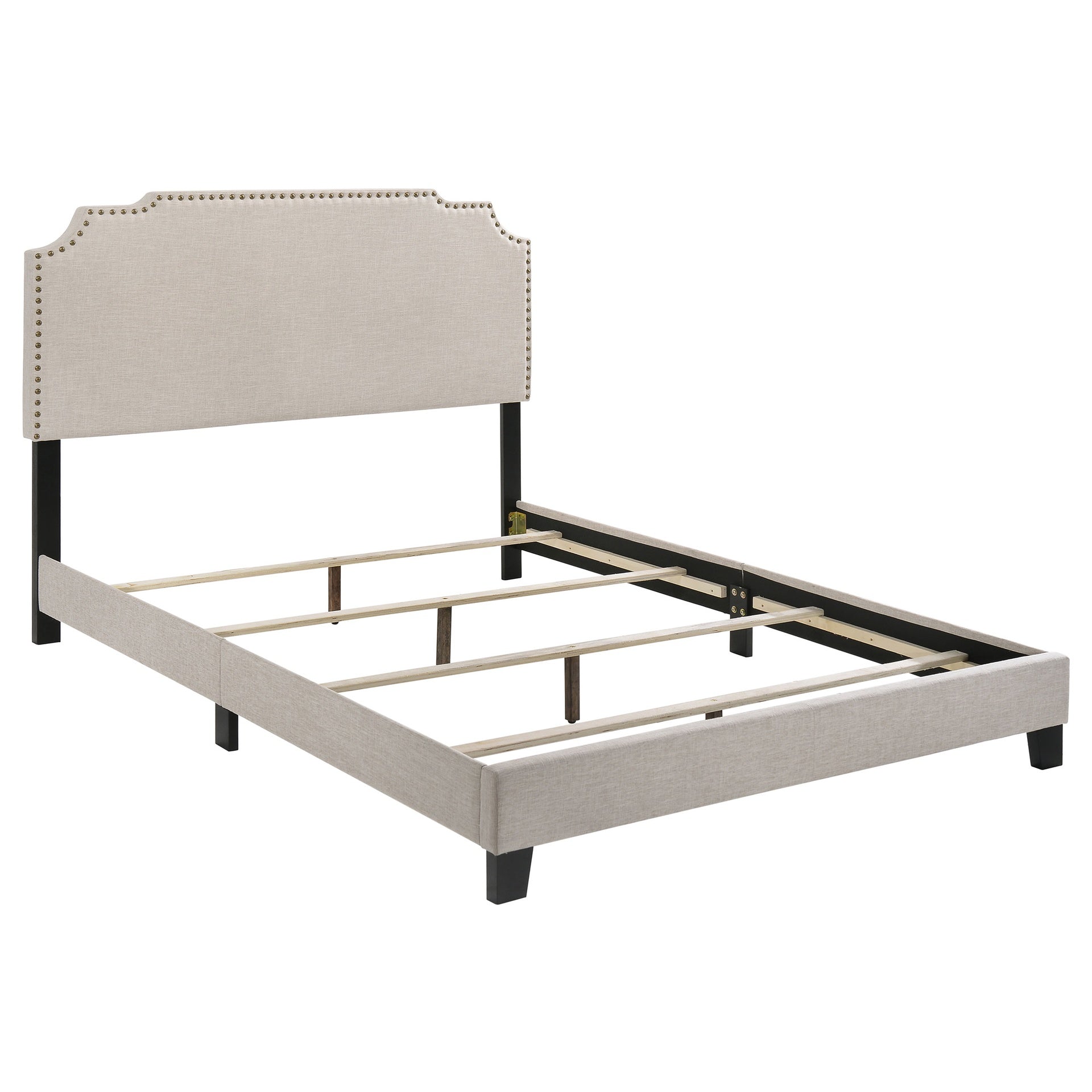Copper Beige Upholstered Eastern King Panel Bed