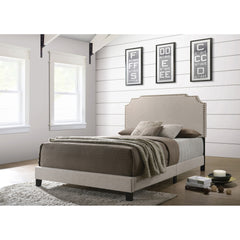 Copper Beige Upholstered Eastern King Panel Bed