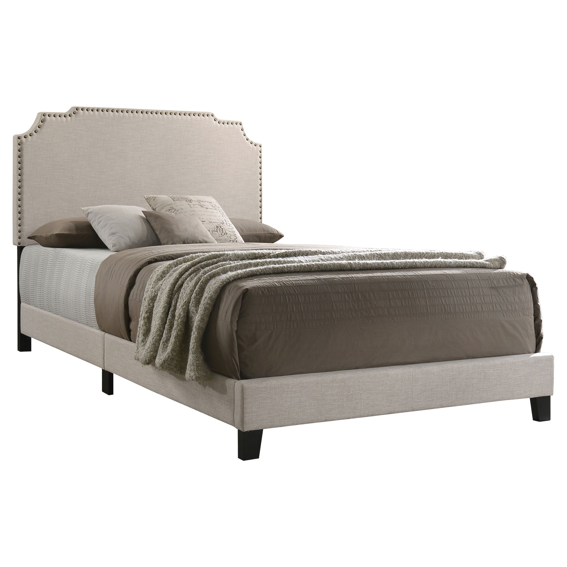 Copper Beige Upholstered Eastern King Panel Bed