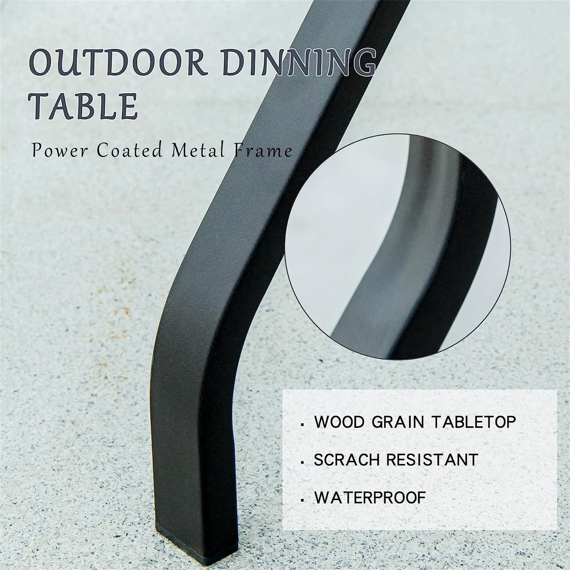 Outdoor Patio Bar Table Square Metal Table with Wood-Look Tabletop, for Garden Balcony Backyard Deck(1 Table)