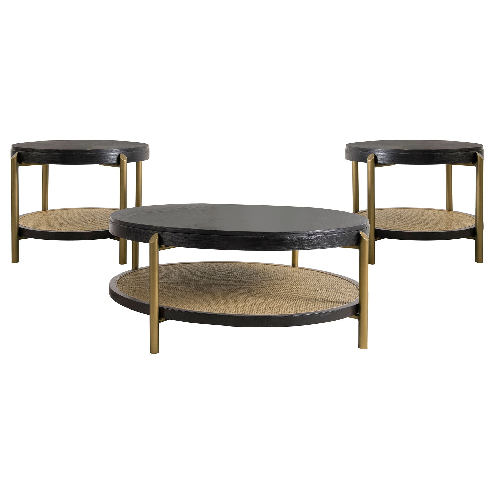 Benson Black 3-piece Round Coffee and End Table Set