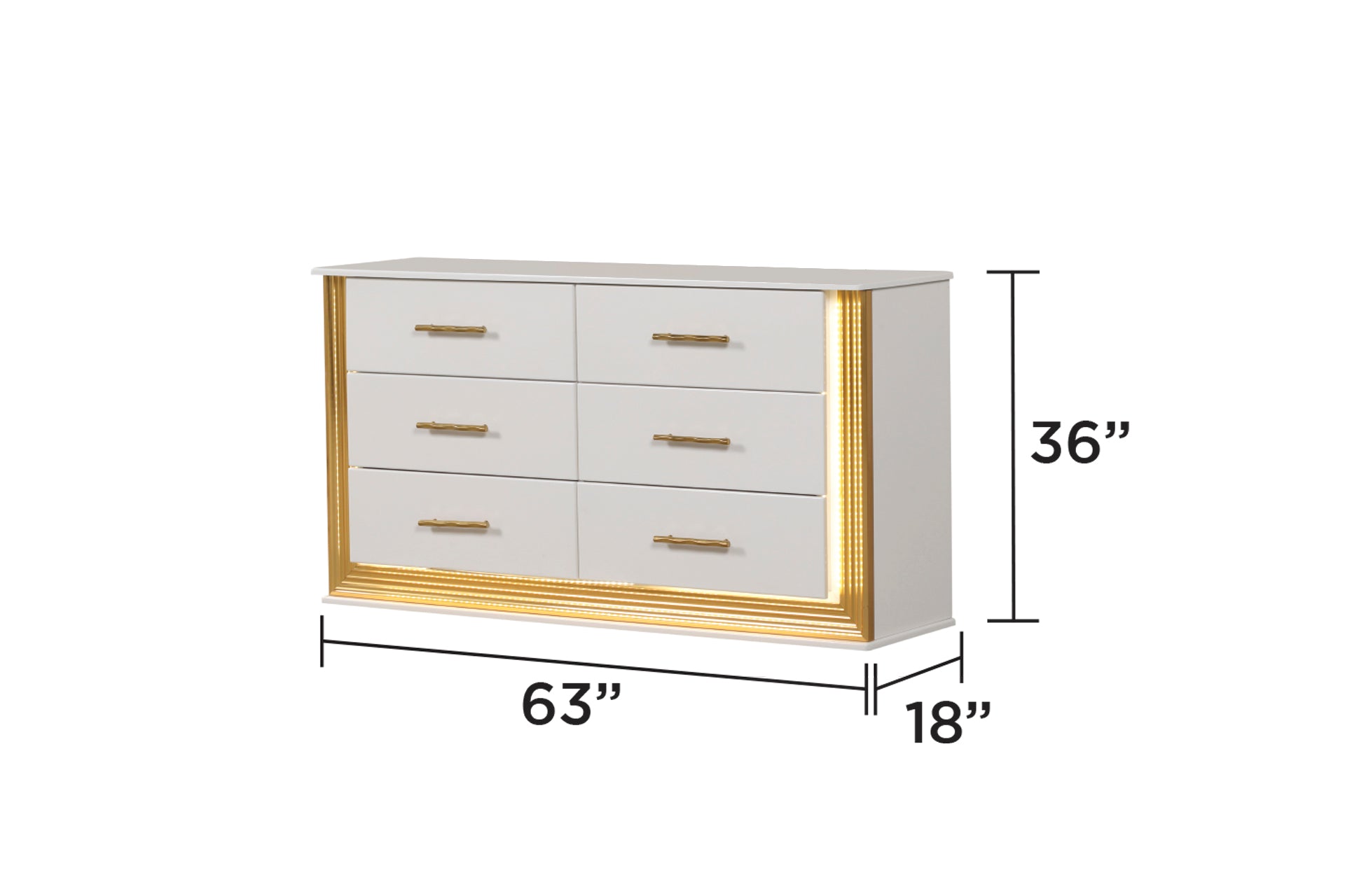 Obsession Contemporary Style 6-Drawer Dresser Made with Wood & Gold Finish(Includes Only dresser) same as B009P152664 (CA inventory)