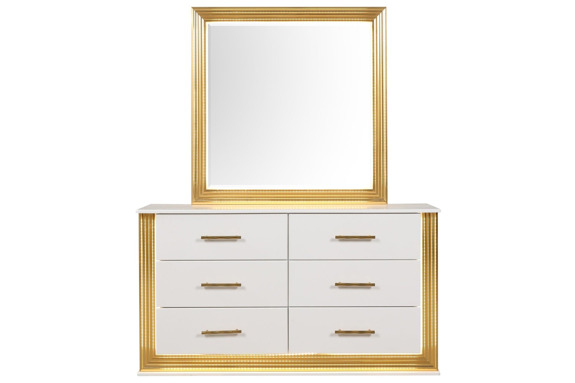 Obsession Contemporary Style 6-Drawer Dresser Made with Wood & Gold Finish(Includes Only dresser) same as B009P152664 (CA inventory)