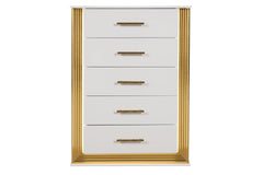 Obsession Contemporary Style 5-Drawer Chest Made with Wood & Gold Finish same as B009P152666 (CA inventory)