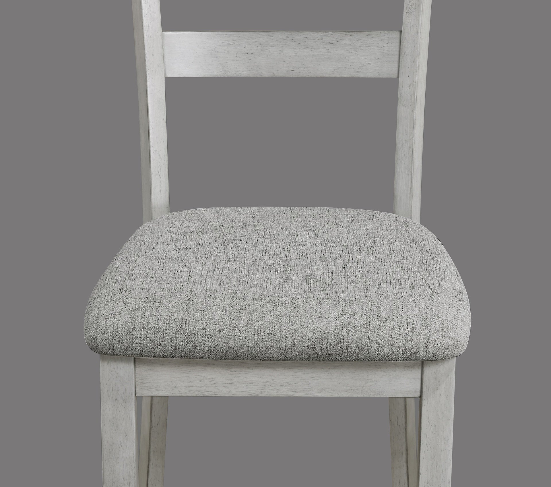 Rustic Farmhouse Transitional 5-Piece Dining Set Rectangular Table Linen Look Fabric Upholstered Chair Seat Wooden Dining Room Furniture White/Gray Drift Wood Finish Dinette