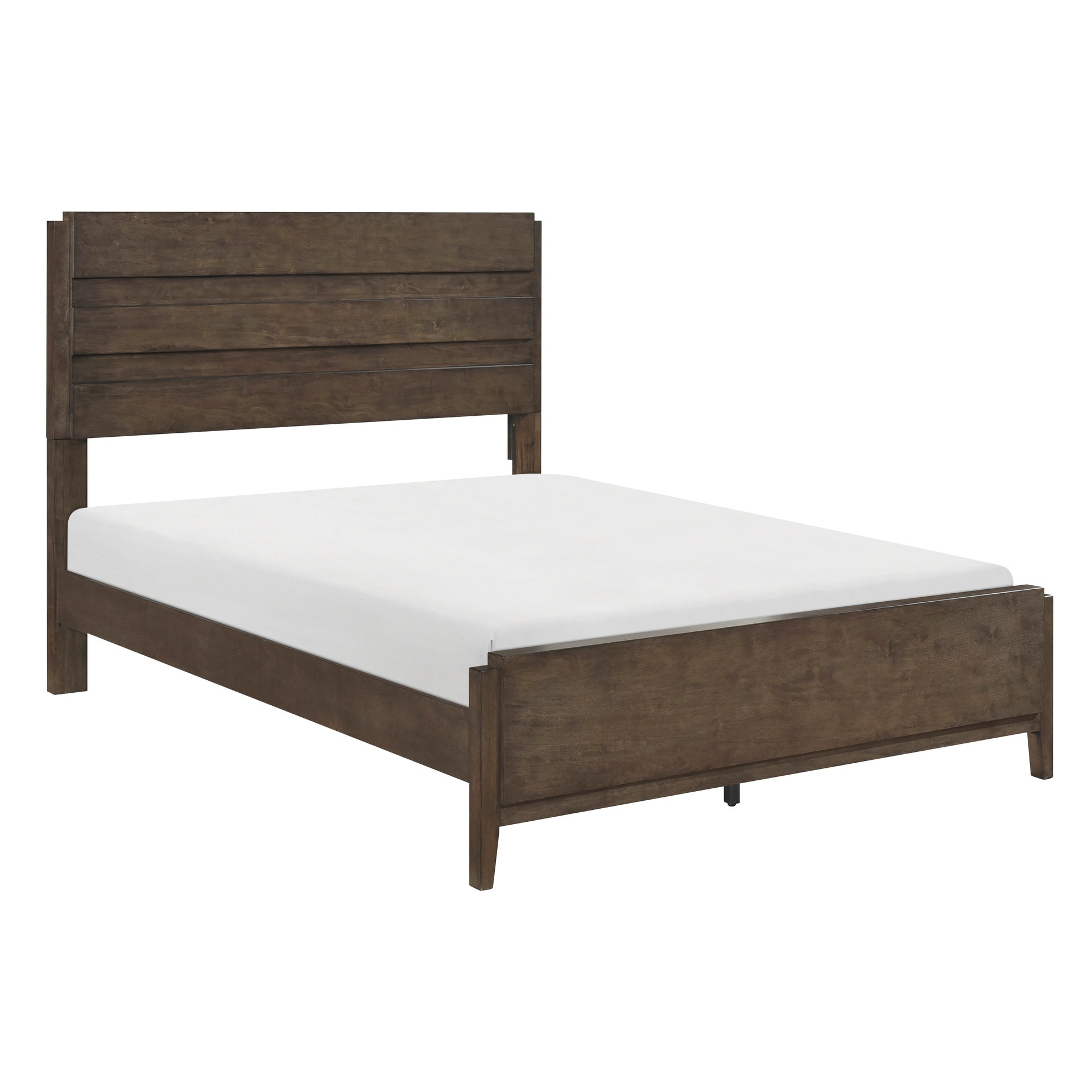 Classic Contemporary Dark Walnut Finish King Bed 1pc Durable Panel Bedroom Furniture Solid Rubberwood