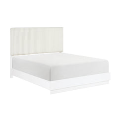 Luxurious Pearl White Finish California King Bed Soft Upholstery Headboard Panel Glam Bedroom Furniture 1pc