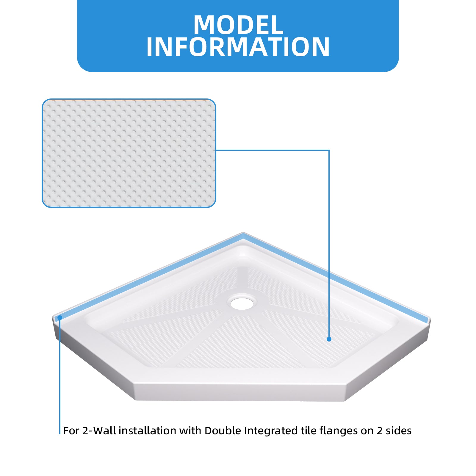 36 in. D x 36 in. W  Neo-Angle Shower Base in White