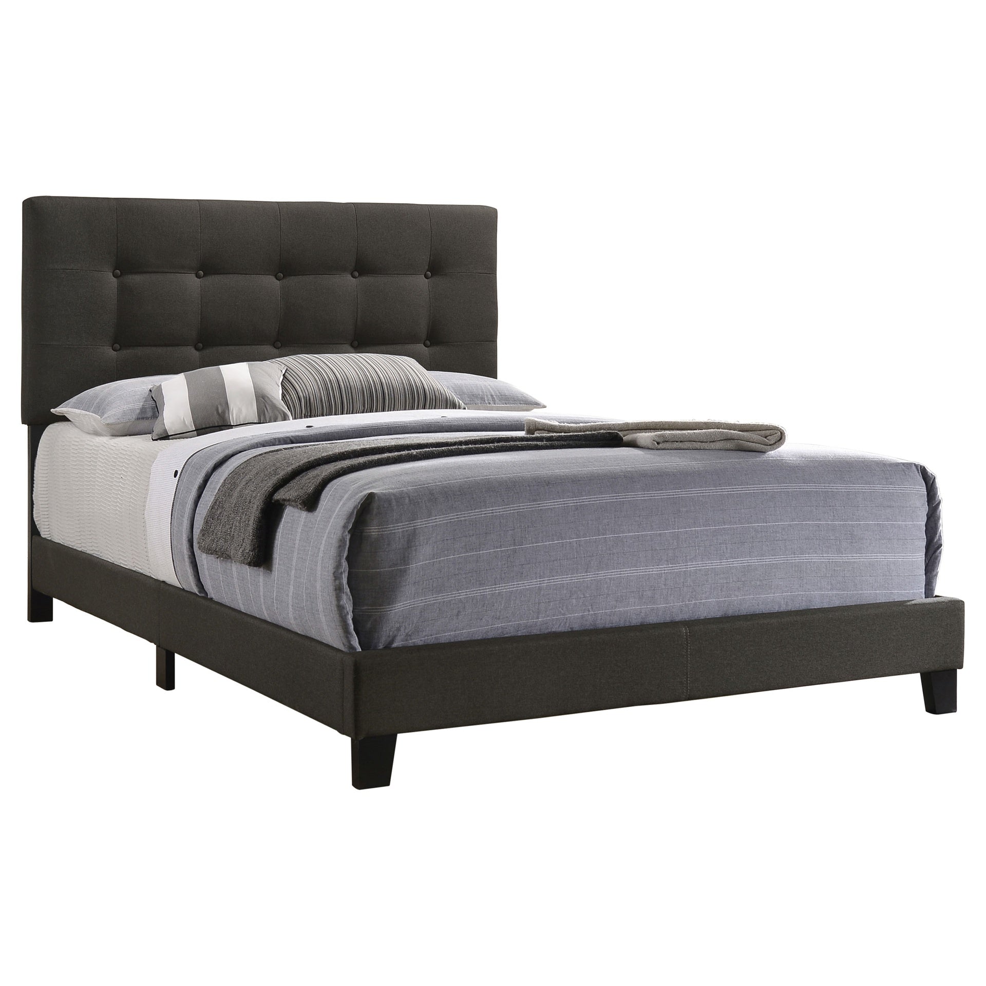 Dordrecht Charcoal Upholstered Eastern King Panel Bed