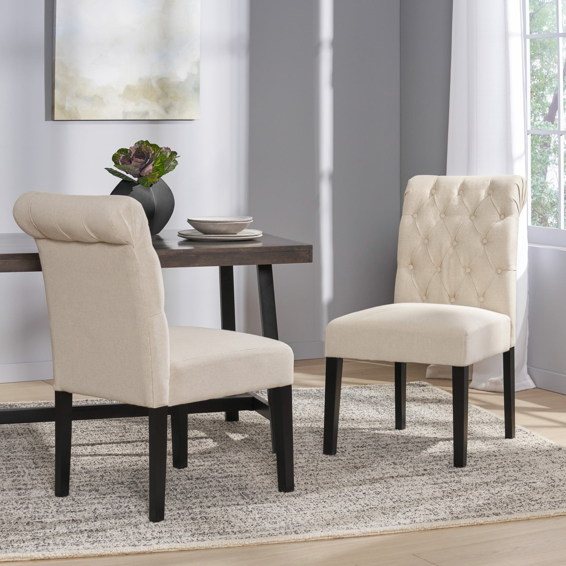 BROXTON TUFT DINING ROLLTOP KD( SET OF 2 )