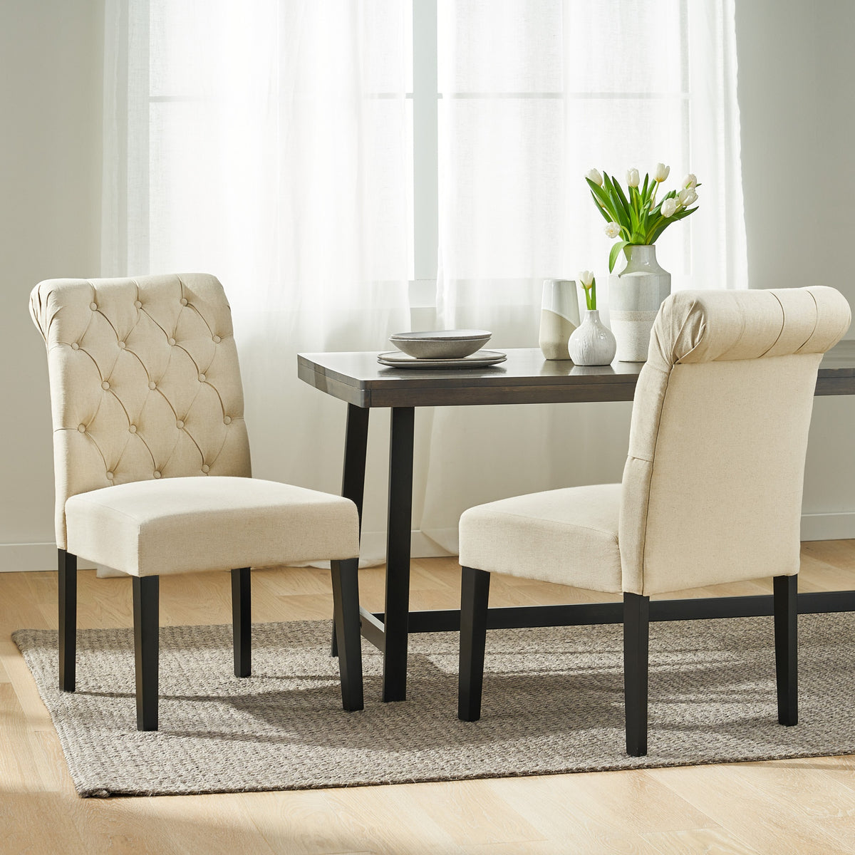 BROXTON TUFT DINING ROLLTOP KD( SET OF 2 )